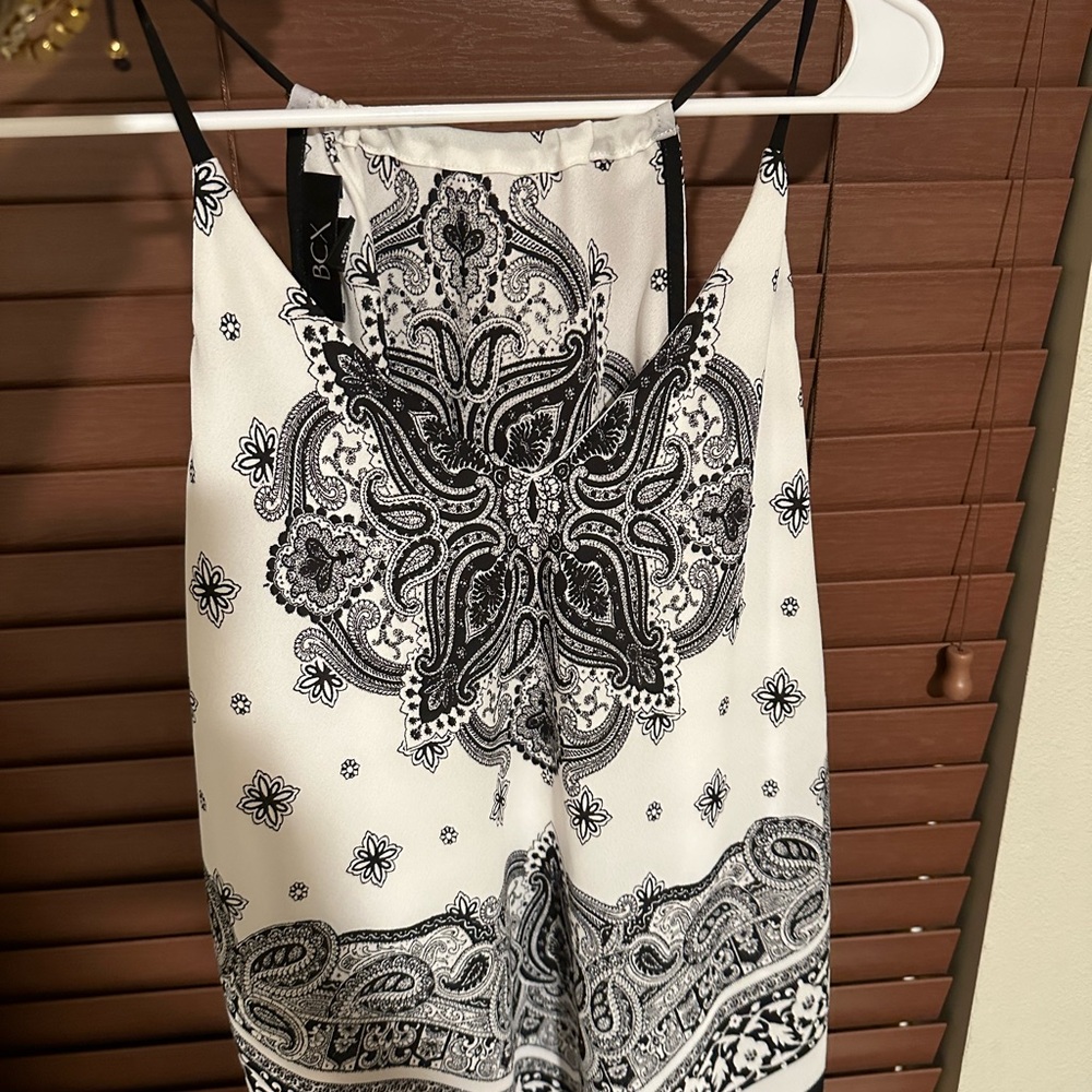 BCX Black and White Paisley Cami shirt